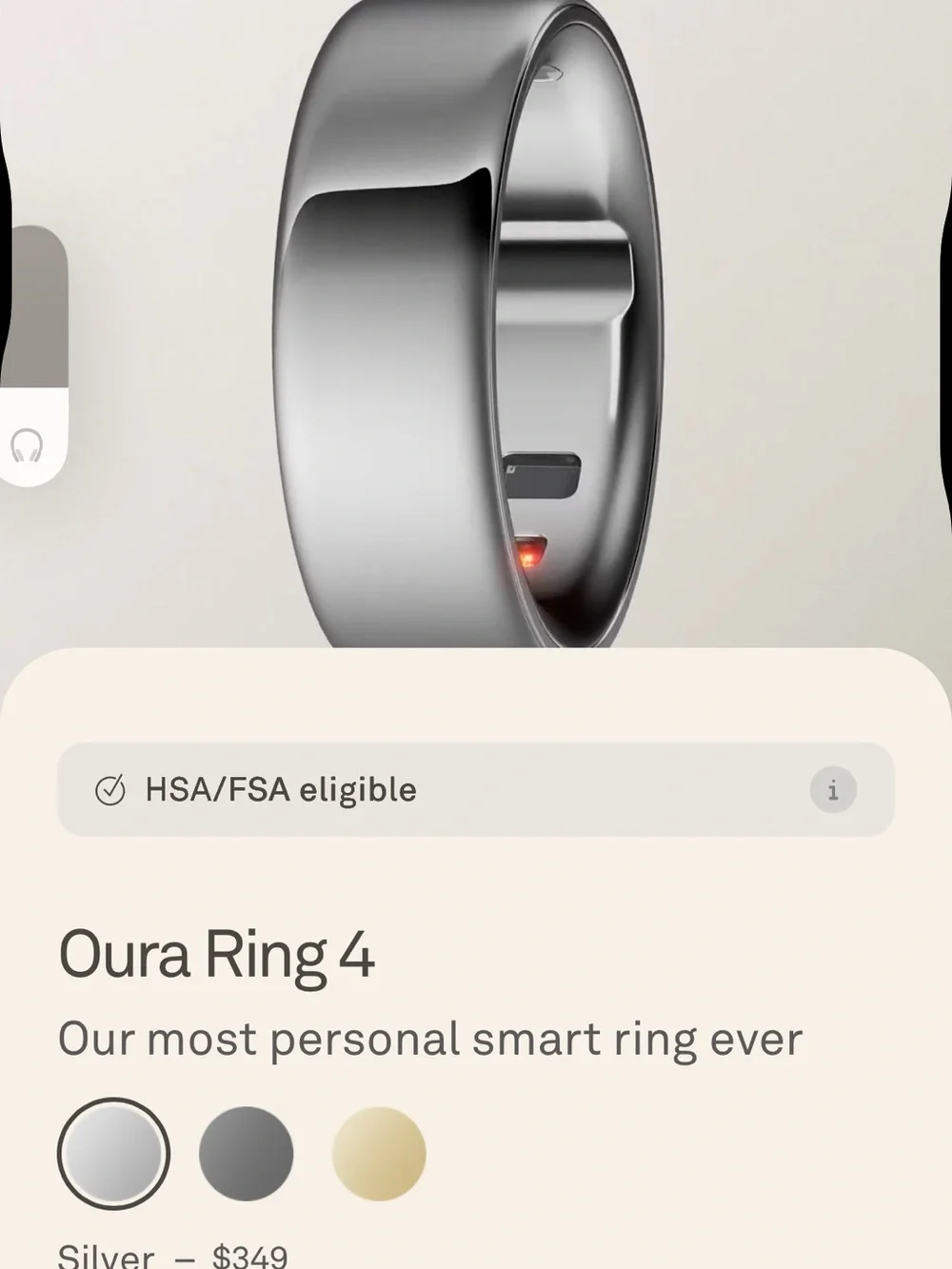 Oura Ring 4 Smart Ring - Silver size 9